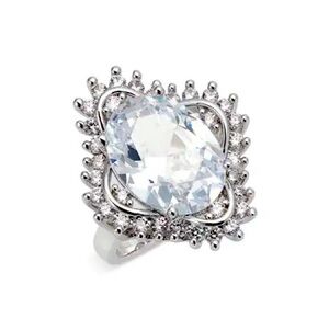 Nordstrom Platinum Silver Cubic Zirconia Statement Cocktail Ring::NWT::